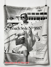 Coach Style No 9887 Vintage Print Flannel Fleece Throw Blanket C066